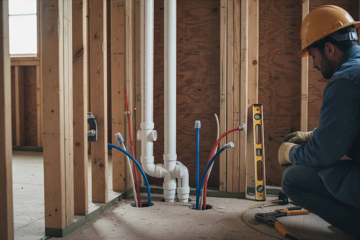 Drain and supply rough-in during Drain Cleaning in South Boston